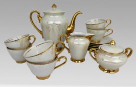 Czech Porcelain Lustre Gilt Tea Service