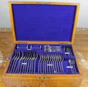 Edwardian Oak Canteen of Silver-Plated Cutlery, P. Bros Ltd, Sheffield, dated 1917