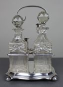 Antique Silver Plated & Cut Glass Cruet Set