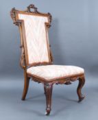 Victorian Carved Walnut Side Chair, England circa 1860