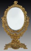 Ornate Vintage Brass Cherub Vanity Table Mirror