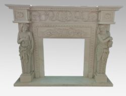 Carved White Marble Fire Surround with Caryatid Figures