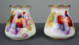 Pair of Royal Worcester Hand Painted Fruit Vases Kitty Blake & M.Miller