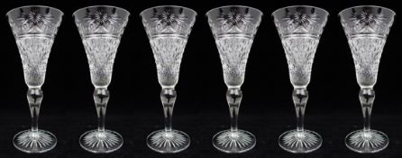 Set of 6 Fine Stuart Crystal Beaconsfield Cut Wine Glasses