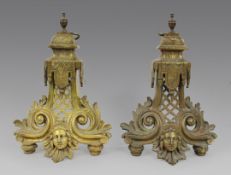 Fine Antique Brass Fire Chenets