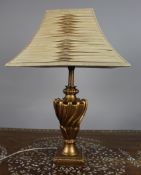 Vintage Gilt Table Lamp with Pleated Shade
