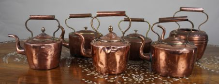 Collection of Antique Copper Kettles