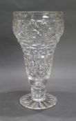 Mid 20th c. Large English Cut Glass Footed Vase