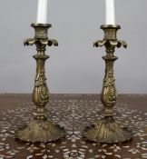 Pair of French Rococo Revival Cast Brass Candlesticks, c.1890
