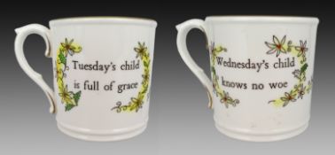 Pair of Royal Worcester “Days of the Week” Tankards