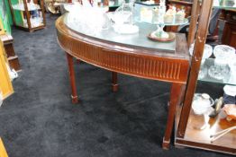 Large and Heavy Mahogany Console Table with Reeded Frieze and Fixed Marble Top – c.20th Century