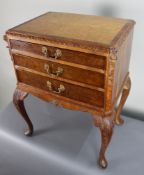 Vintage Walnut Chest of Drawers with Cabriole Legs and Gilt Handles