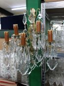 Pair of Louis XV Style French Brass and Fine Cut Crystal Wall Lights