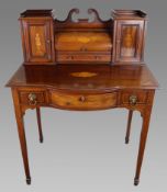 Antique Edwardian Inlaid Mahogany & Satinwood Desk
