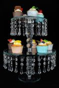 Cut Glass Crystal Two Tier Cake Stand