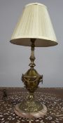 Vintage Neoclassical Style Gilt Metal and Marble Table Lamp