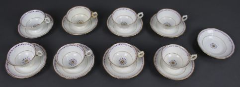 Antique English Porcelain Tea Cups & Saucers