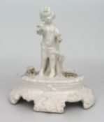 Painted White Porcelain Cherub Figurine