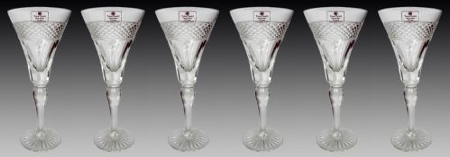Set of 6 Tudor Crystal Castile Pattern Wine Glasses