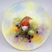 Hand Painted Robin Cabinet Plate by J Smith Worcester