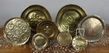 Collection of 8 Antique Brass Wall Chargers & Plates