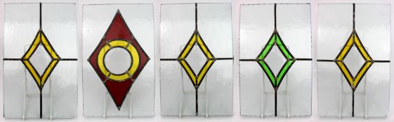 Set of 5 Vintage Stained Glass Panels