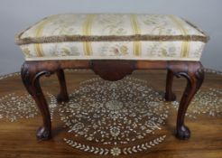Carved Walnut Upholstered Footstool c.1930