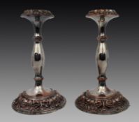 Pair of Antique Sheffield Plate Candlesticks