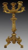 Mid-19th Century French Gilt Bronze Five-Light Candelabrum with Classical Motifs