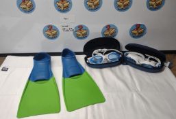 Job Lot Swimming Flippers & Goggles. Est £30