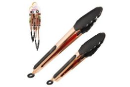 10 x Premium Silicone Tongs - BBQ & Serving Tongs L4b