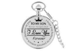 Engraved Quartz Pocket Watch L14a