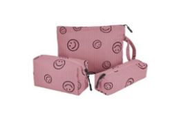 3 Pcs Makeup Bag, Corduroy Travel Toiletry Bags Lb40