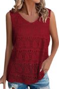 15 x Trendy V Neck Crochet Sleeveless Shirts Lb40