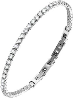 25 x Stainless Steel Diamond-Cut Cubic Zirconia Tennis Bracelet 3mm 8 inches L14a