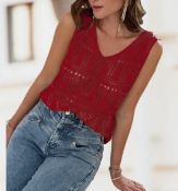 6 x Crochet Vest Top Summer Tops Ladies V Neck L35cFD