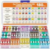 180 x Automotive Fuse Kit, Includes 60 Mini Blade, 60 Standard Automotive, 60 Micro Fuses L2a