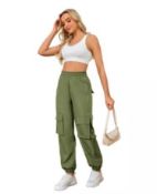 7 x Women's Olive Green Cargo Joggers L35cFD