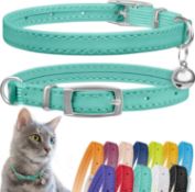 20 x Leather Cat Collars with Bell RRP £8.71 ea L13b