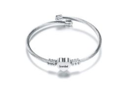12 x Reminder Love Cuff Bracelet Open Bangle Silver Adjustable L14a