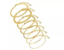 11 x 7 Pcs Chain Bracelets Set For Women, Gold Plated