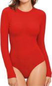 Women's Bodysuits Crew Neck Long Sleeve Bodysuits Tops L4b