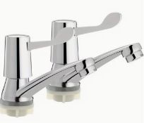 Chrome Plated Copper 2 Pcs Body Lever Basin Sink Taps L16a