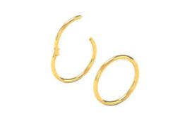 10 x Gold 2 PCS - 20G (0.8mm) 7mm Hinged Snug Fit Nose Rings L14a