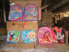 50 Pcs Assorted Licence Kids Character Lunch Bags and Backpacks