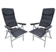 2 X ALUMINIUM DELUXE FOLDING PADDED CHAIRS 80 x 63 x 120cm