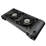 BLACK DOUBLE BURNER CAMPING GAS STOVE/COOKER