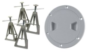 4x ALUMINIUM STABILISING JACK STANDS AND 6