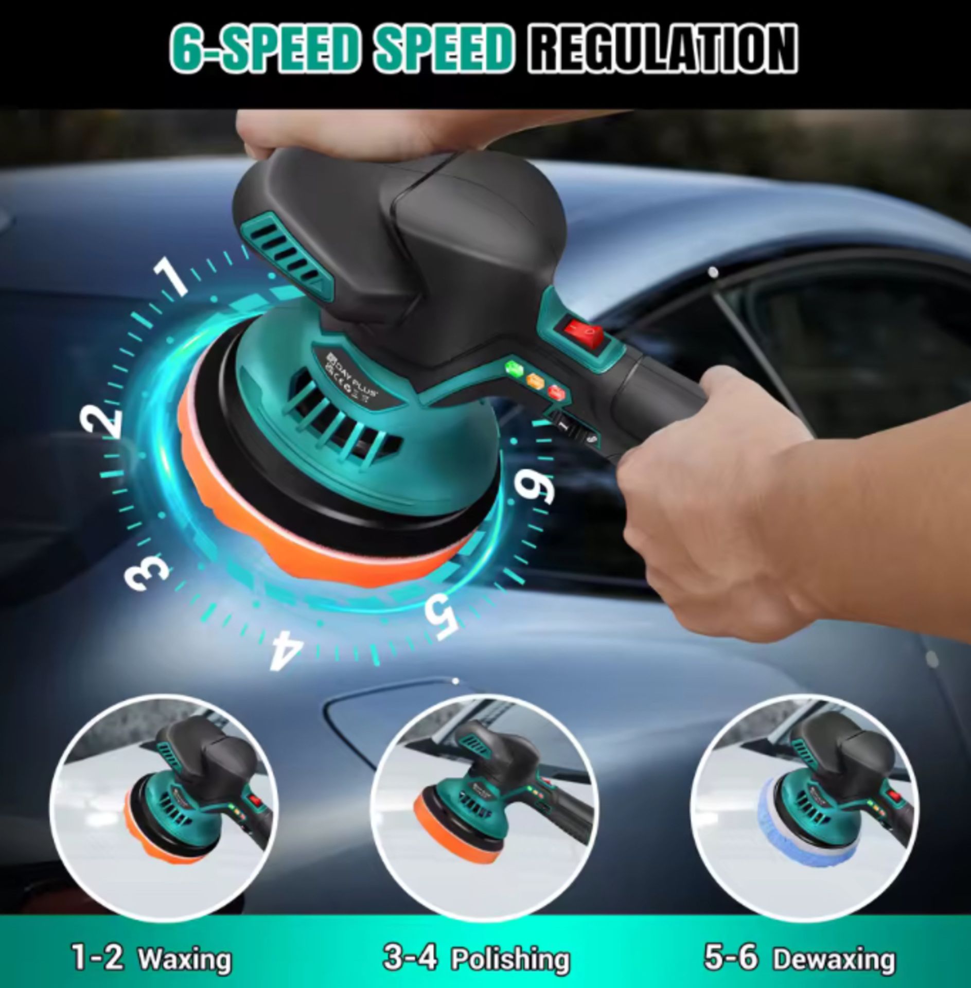 Cordless 12V Car Polisher Kit – Dual Battery, 8-Speed Buffer For Car Detailing & Scratch Repair - Image 3 of 6