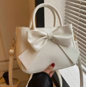 Elegant Bow & Bowknot Handbag – Structured Tote With Golden Hardware | Nylon Luxury, Everyday